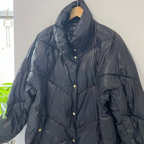 J. Crew Black Signature Puffer Coat Size Large - Picture 8 of 8
